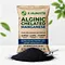 X-HUMATE Alginic Chelated Manganese fertilizer for agriculture, 20kg export bag packaging, high solubility Mn solution ≥15%, displayed with black powder and stainless steel scoop.